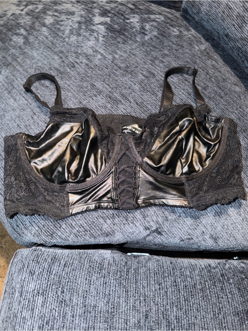 TORRID Lace-Trim Satin Underwire Bralette with Front Lace-Up